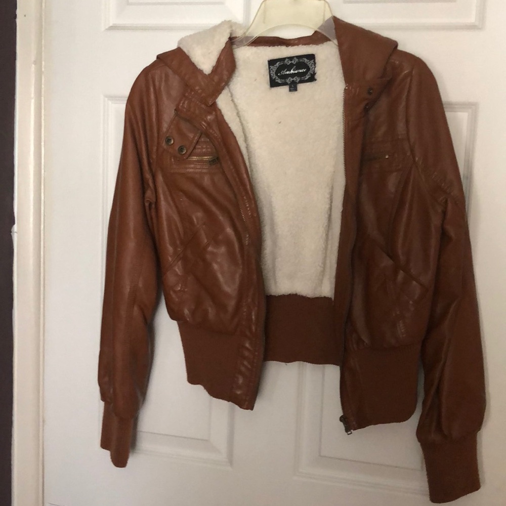 Brown leather jacket